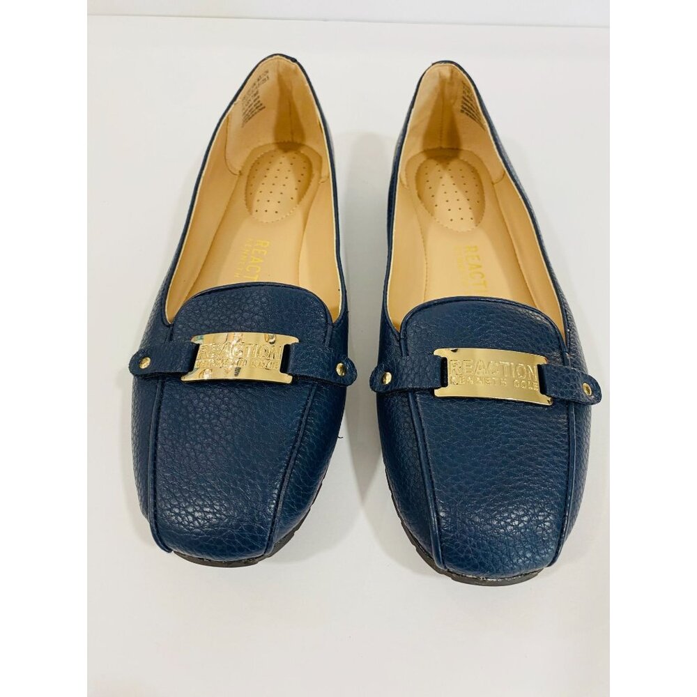 Kenneth Cole Reaction Flash Time  Navy Leather Flat - Women's Size ,